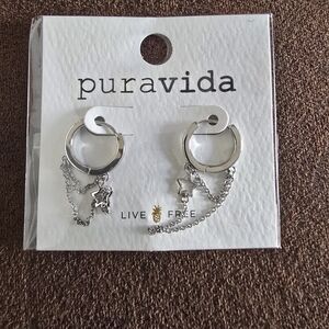 Pura Vida Silver Star Chain Earrings